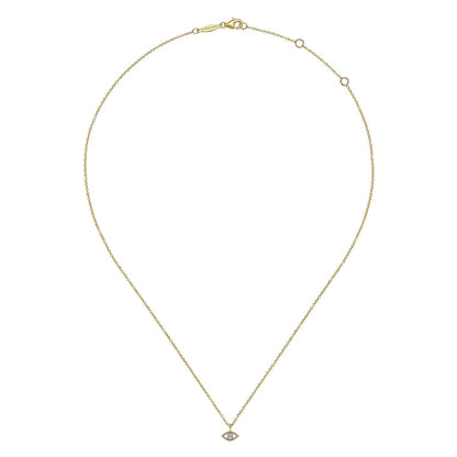 14K Yellow-White Gold Diamond Evil Eye Pendant Necklace