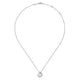 Gabriel & Co. NK6437W45PL 14K White Gold Round Pearl Pendant Necklace with Diamond Halo Swirl