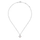 Gabriel & Co. NK6440W45PL 14K White Gold Round Pearl Pendant Necklace with Diamond Accents
