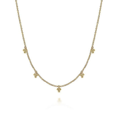 Gabriel & Co. NK6464Y4JJJ 14K Yellow Gold Chain Necklace with Bujukan Bead Drop Stations