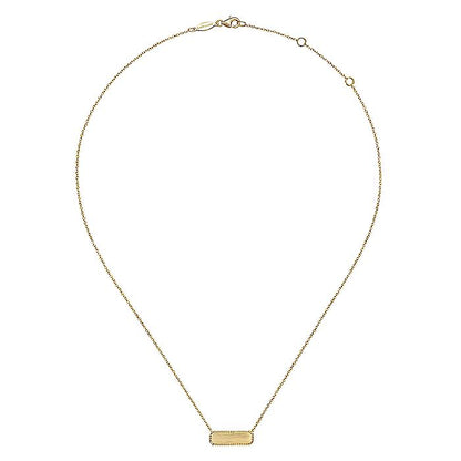 Gabriel & Co. NK6467Y4JJJ 14K Yellow Gold Rectangular ID Pendant Necklace with Twisted Rope Frame