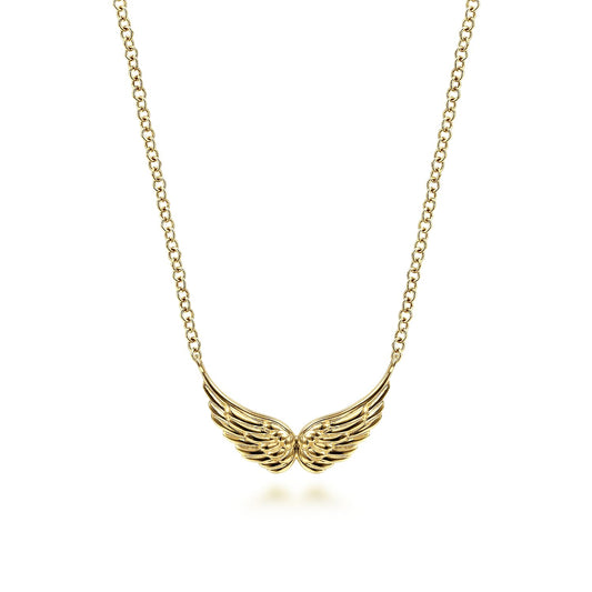 14K Yellow Gold Angel Wings Necklace