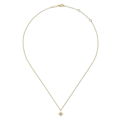 14K Yellow Gold Diamond Starburst Pendant Necklace