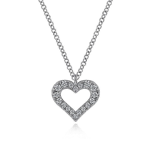 Gabriel & Co. NK6489W45JJ 14K White Gold Diamond Heart Pendant Necklace
