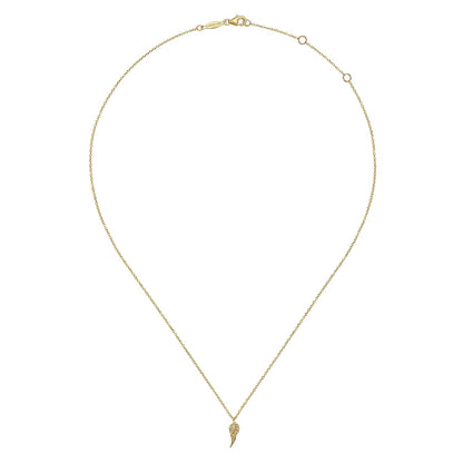 14K Yellow Gold Angel Wings Pendant Necklace