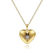 14K Yellow Gold Puff Heart Pendant Locket Necklace with Diamond Star