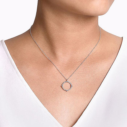 Gabriel & Co. NK6590W45JJ 14K White Gold Round Diamond Circle Pendant Necklace