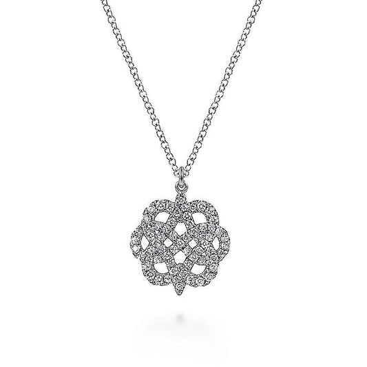 Gabriel & Co. NK6599W45JJ 14K White Gold Celtic Knot Diamond Pendant Necklace