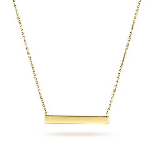 14K Yellow Gold Smooth Bar ID Necklace