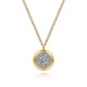 Gabriel & Co. NK6617Y45JJ 14K Yellow Gold Round Diamond Halo Pendant Necklace with Bezel Frame