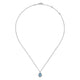 Gabriel & Co. NK6629W45BT 14K White Gold Pear Shape Blue Topaz and Diamond Halo Pendant Necklace
