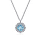 Gabriel & Co. NK6631W45BT 14K White Gold Round Blue Topaz and Diamond Halo Pendant Necklace
