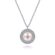 Gabriel & Co. NK6633W45PL 14K White Gold Round Pearl and Diamond Halo Pendant Necklace