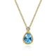 Gabriel & Co. NK6634Y45BT 14K Yellow Gold Pear Shape Blue Topaz Pendant Necklace with Bezel Set Diamond