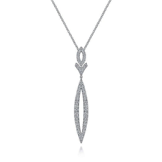 Gabriel & Co. NK6652W45JJ 14K White Gold Diamond Lariat Necklace