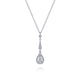 Vintage 14K White Gold Diamond Teardrop Pendant Necklace