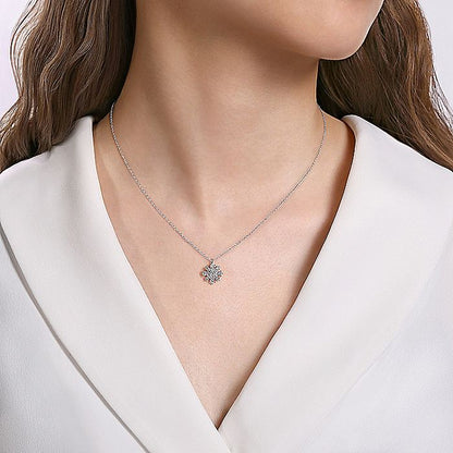 Gabriel & Co. NK6738W45JJ 14K White Gold Diamond Snowflake Pendant Necklace