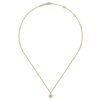 Gabriel & Co. NK6868Y45JJ 14K Yellow Gold Floral Diamond  Pendant Necklace