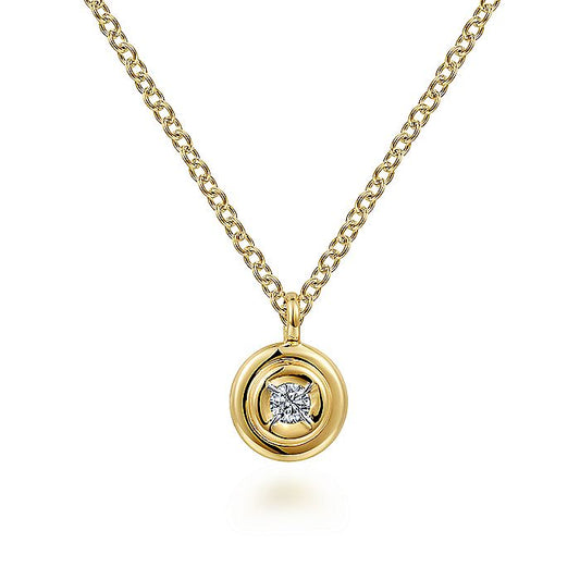Gabriel & Co. NK6872Y45JJ 14K Yellow Gold Round Diamond Pendant Necklace