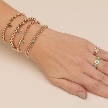Gold & Turquoise Large Fluted Eternity Ring