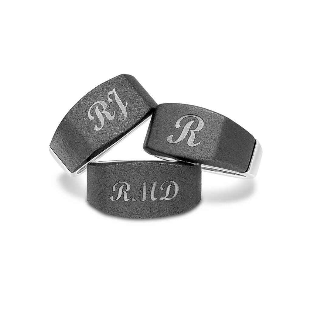 12MM Tungsten RAW Silver Signet Ring