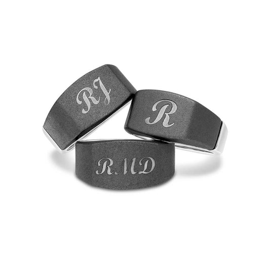 12MM Tungsten RAW Silver Signet Ring