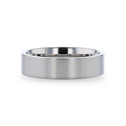 SOLAR Flat Profile Brushed Finish Men's Titanium Wedding Band - 6mm & 8mm