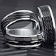 6MM Black Tungsten Carbide Ring - Tire Tread Black Titanium Insert with Round Edge