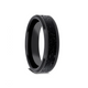 VESUVIUS Men's Polished Black Ceramic Wedding Band with Black & Gray Lava Rock Stone Inlay & Polished Beveled Edges - 6mm & 8mm