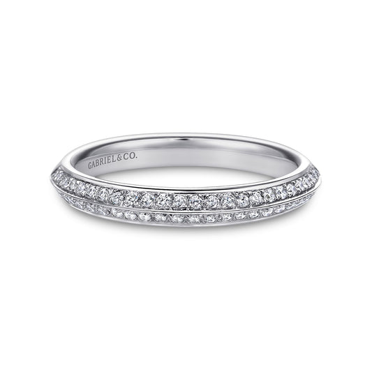 18K White Gold  Diamond Knife Edge Matching Wedding Band