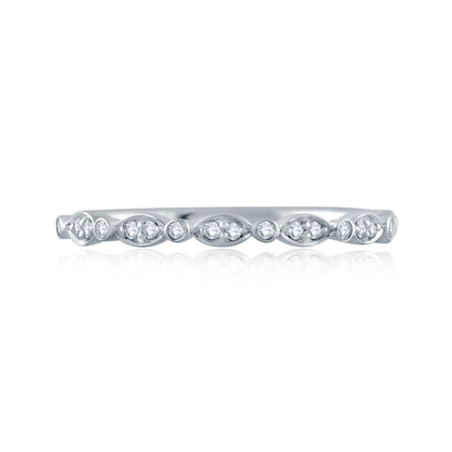 Marquise and Round Shape Diamond Stackable Half Circle Band WR1055/10