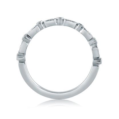 Marquise and Round Shape Diamond Stackable Half Circle Band WR1055/10