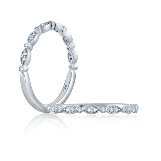 Marquise and Round Shape Diamond Stackable Half Circle Band WR1055/10