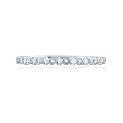 Alternating Bezel Set Half Circle Stackable Band WR1057/28