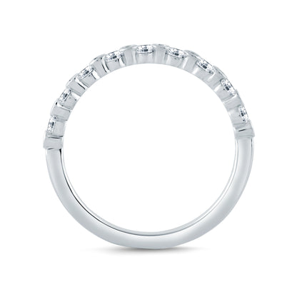 Alternating Bezel Set Half Circle Stackable Band WR1057/28