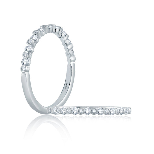 Alternating Bezel Set Half Circle Stackable Band WR1057/28