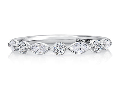 Delicate Halfway Alternating Round and Marquise Diamond Wedding Band WRC1373H/43