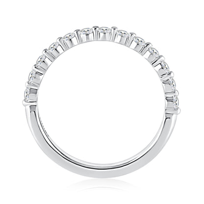 Delicate Shared Single Prong Halfway Diamond Wedding Band WRRDK1243H/39
