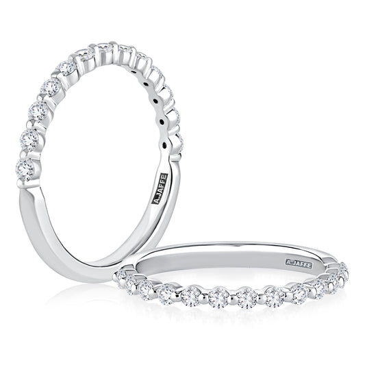 Delicate Shared Single Prong Halfway Diamond Wedding Band WRRDK1243H/39