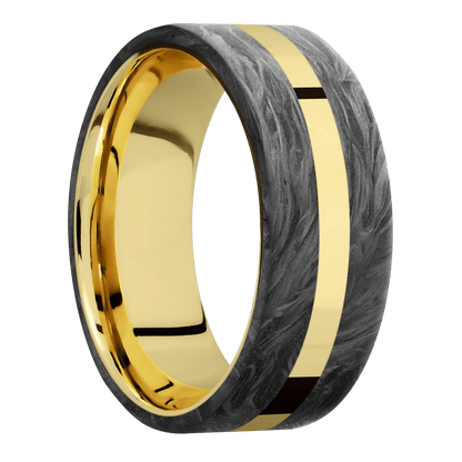 14K Yellow Gold with Polish Finish and Forged Carbon Fiber Inlay