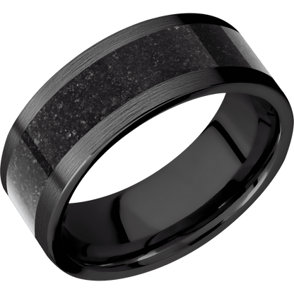 Zirconium with Satin Finish and Dinosaur Bone Black Inlay