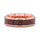 ALDER Rose Gold Plated Rosewood Inlaid Tungsten Men's Wedding Band With Beveled Polished Edges - 8mm