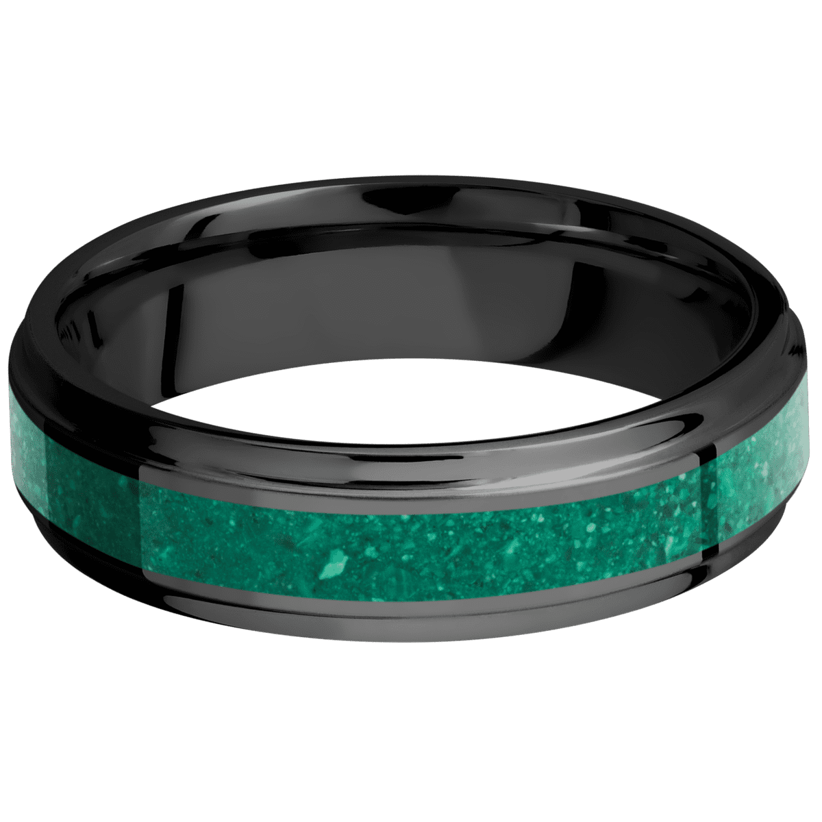 Zirconium with Polish , Polish Finish and Malachite Inlay