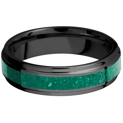 Zirconium with Polish , Polish Finish and Malachite Inlay