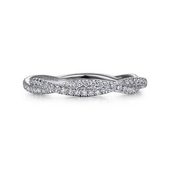 Gabriel & Co | 14K White Gold Diamond Pave Twisted Stackable Band