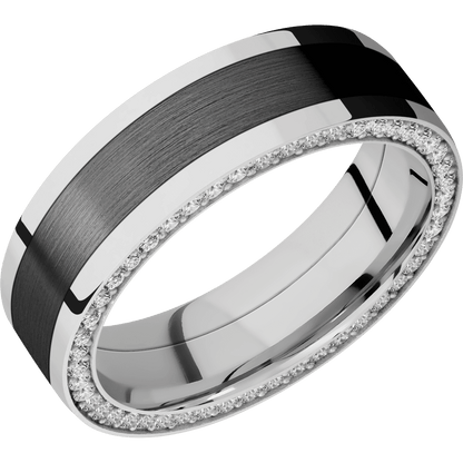 14K White Gold with Polish Finish and Zirconium Inlay