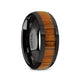 LINDEN Black Ceramic Polished Finish Men's Domed Wedding Band with Koa Wood Inlay - 8mm - Thorsten Rings