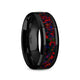 MATRIX Black Ceramic Polished Beveled Edges Men's Wedding Band with Black Opal Inlay - 8mm - Thorsten Rings
