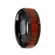 MANE Black Ceramic Polished Finish Men's Domed Wedding Band with Padauk Wood Inlay - 8mm - Thorsten Rings