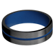 Zirconium with Satin Finish and Royal Blue Inlay and Royal Blue